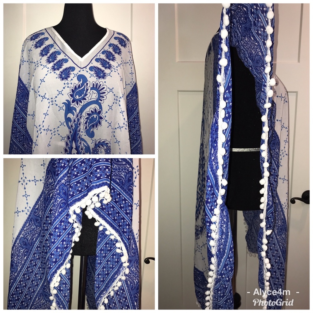 🦋NY & Co Pom Pom Paisley Caftan🦋 - Picture 4 of 8